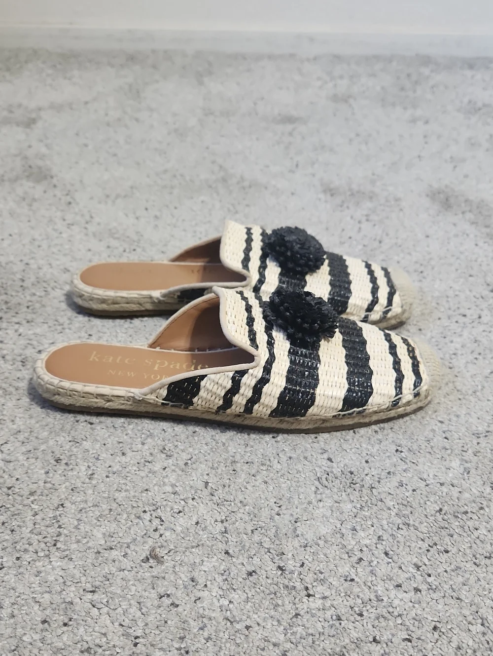 Kate Spade Solero Espadrille Size 7B Black/Cream Striped